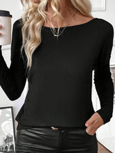 Striped round neck solid color T-shirt